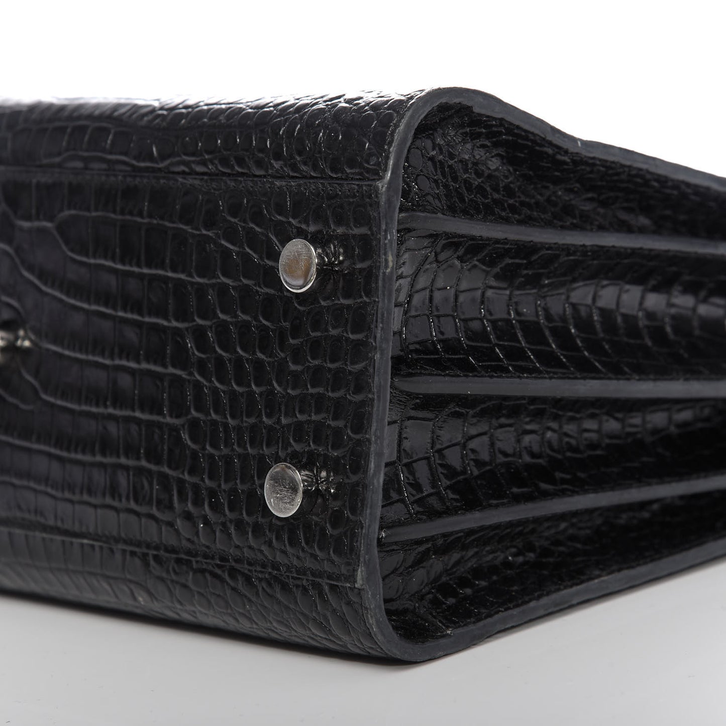 Calfskin Crocodile Embossed Baby Sac De Jour Black