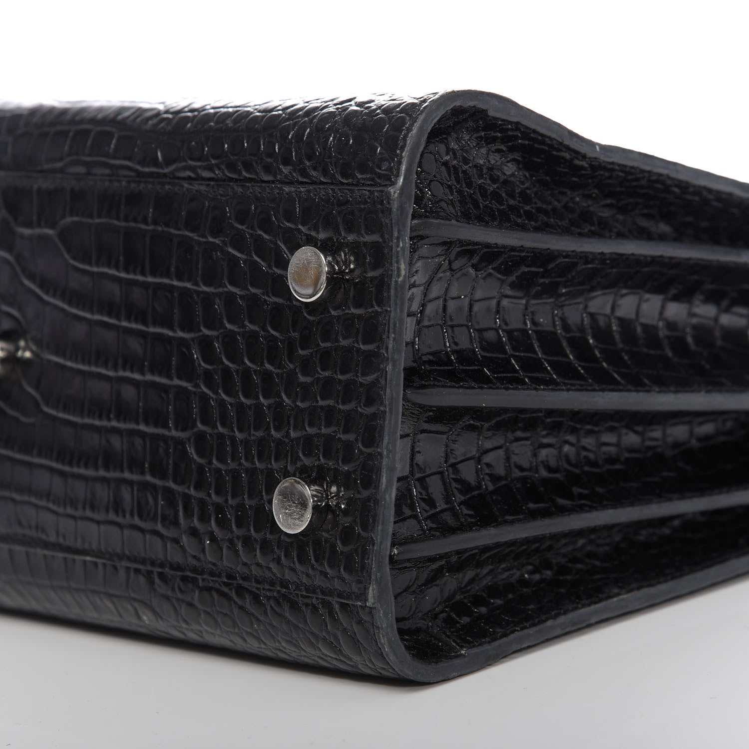 Saint Laurent Calfskin Crocodile Embossed Baby Sac De Jour Black 11 of 12