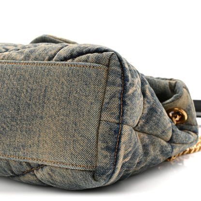 Saint Laurent Denim Quilted Small Loulou Puffer Monogram Chain Satchel Rodeo Blue 10 of 10