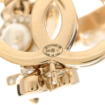 Chanel Crystal Pearl Charming Winter CC Star Heart Drop Earrings Gold 4 of 4