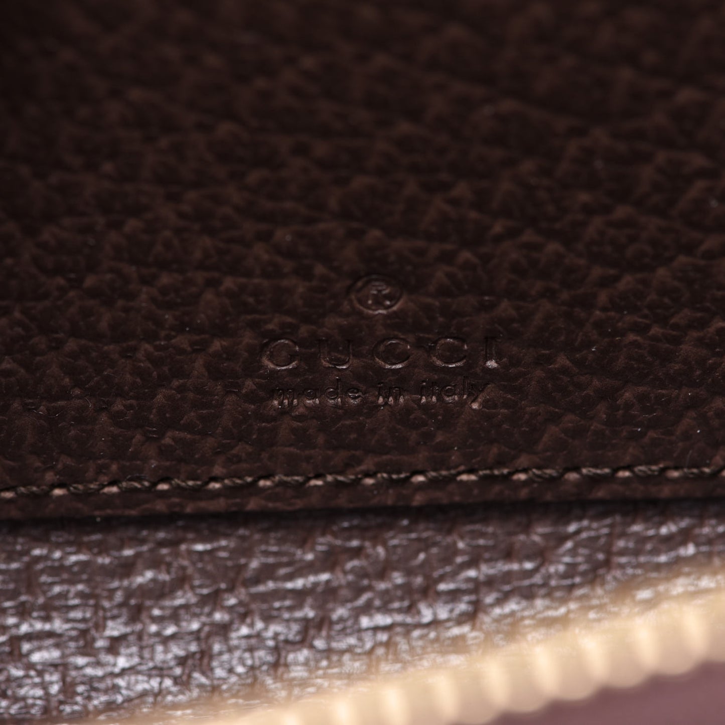 GG Supreme Monogram Textured Dollar Calfskin Web Ophidia Zip Around Card Case Wallet Beige Ebony New Acero