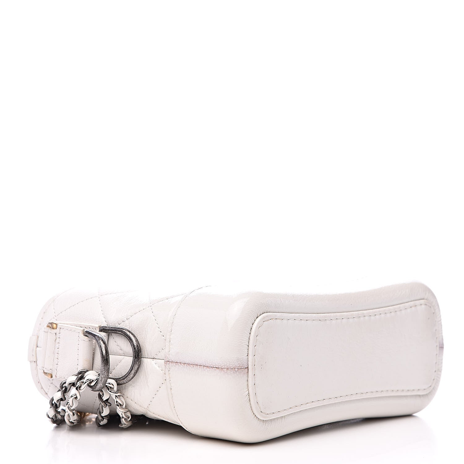 Chanel Patent Goatskin Quilted Small Gabrielle Hobo White 4 of 13