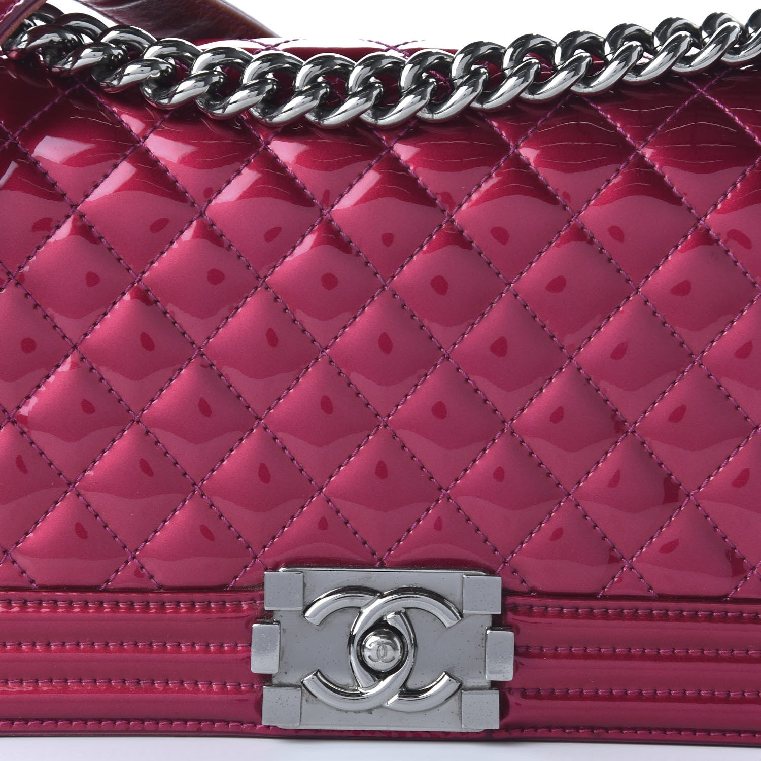 Chanel Metallic Patent Calfskin Quilted Medium Boy Flap Pink 10 of 10