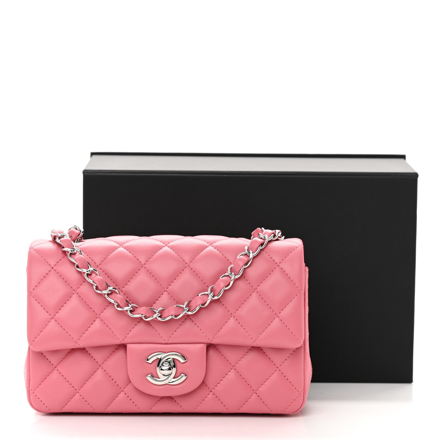 Chanel Lambskin Quilted Mini Rectangular Flap Pink 12 of 12