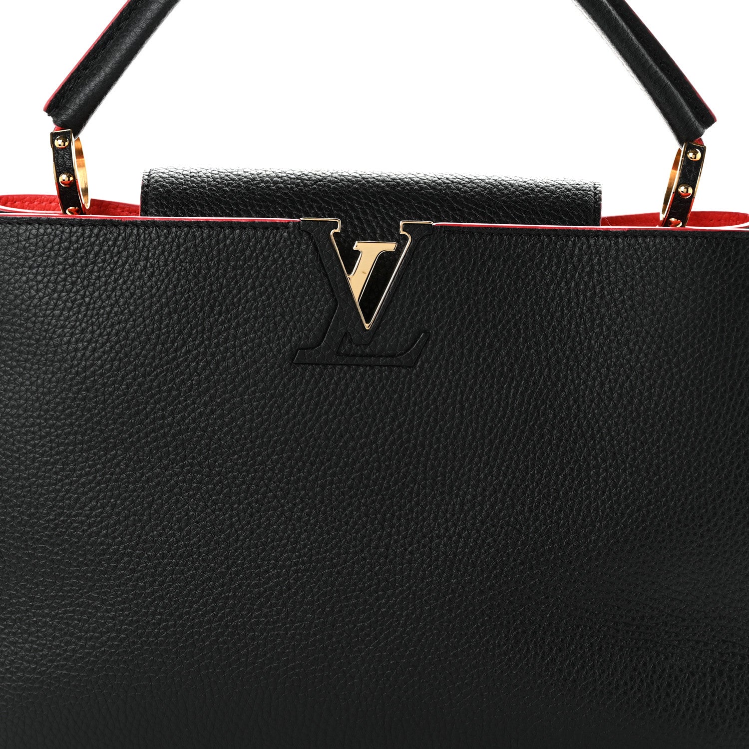 Louis Vuitton Taurillon Capucines MM Black Flamingo 7 of 9