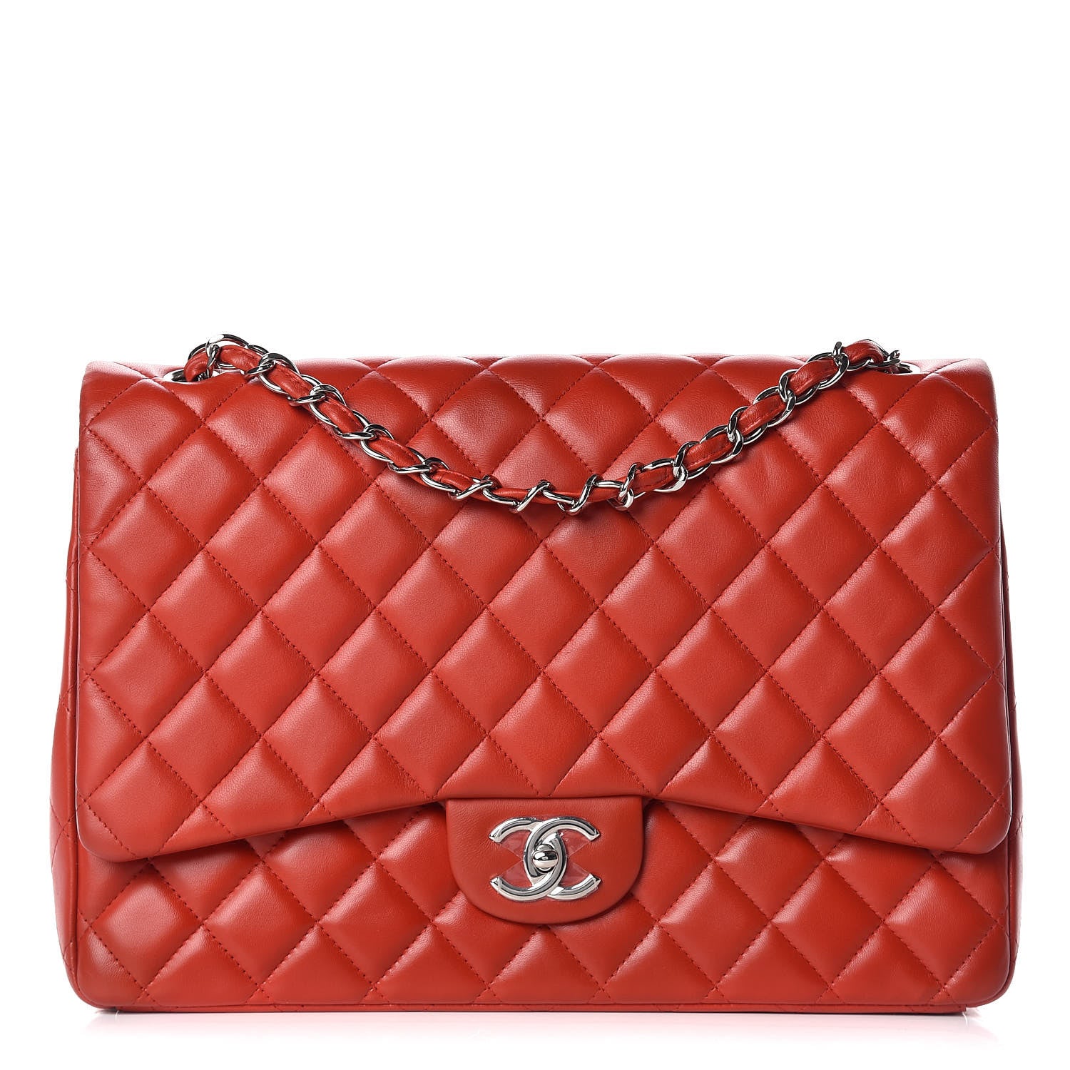 Chanel Lambskin Quilted Maxi Double Flap Red 1 of 9