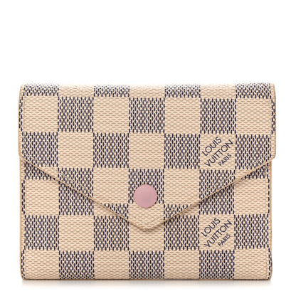 Louis Vuitton Damier Azur Victorine Wallet Rose Ballerine 1 of 6