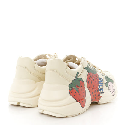 Gucci Apollo Calfskin Strawberry Womens Rhyton Sneakers 37.5 Ivory 4 of 9