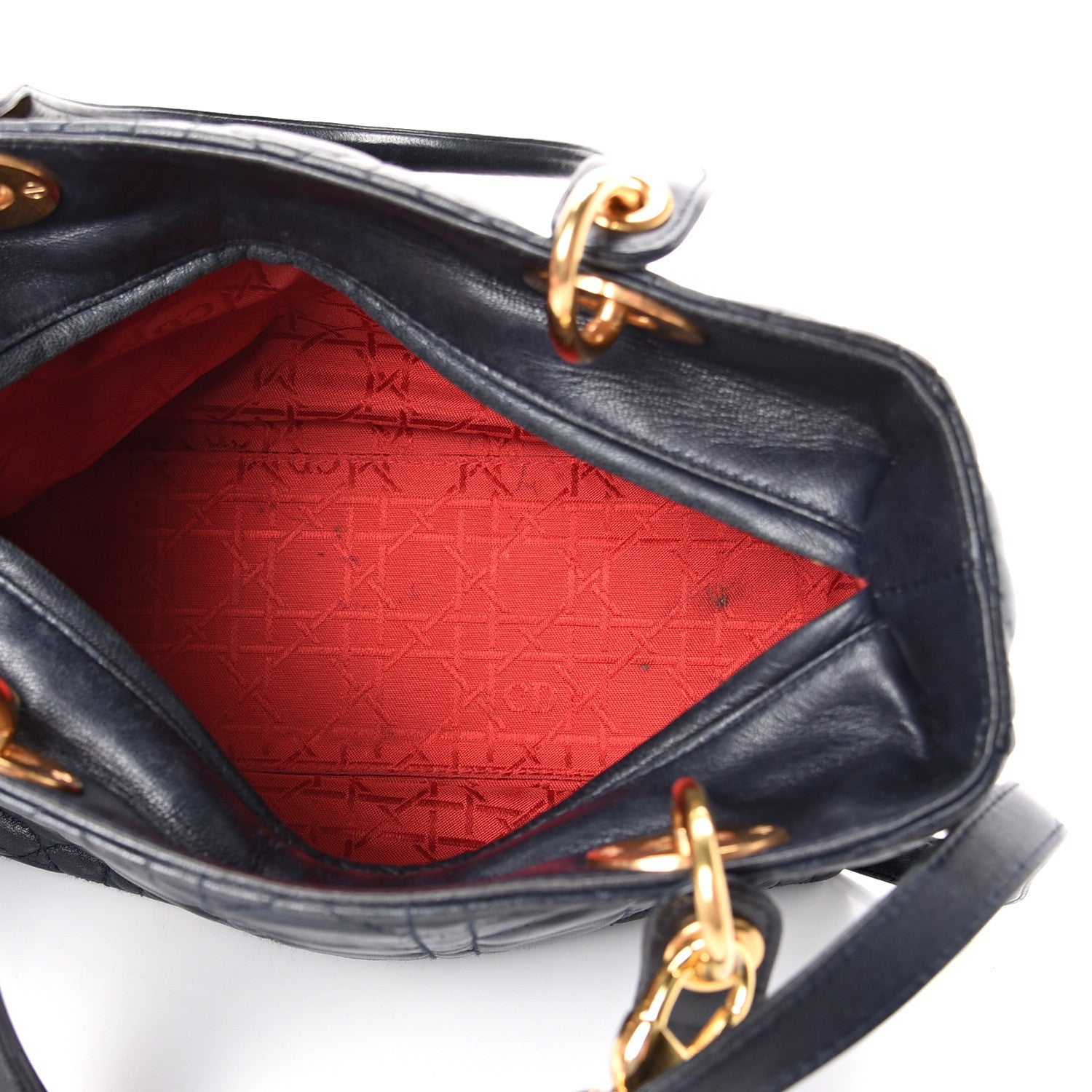 Christian Dior Lambskin Cannage Medium Lady Dior Navy Blue 4 of 21