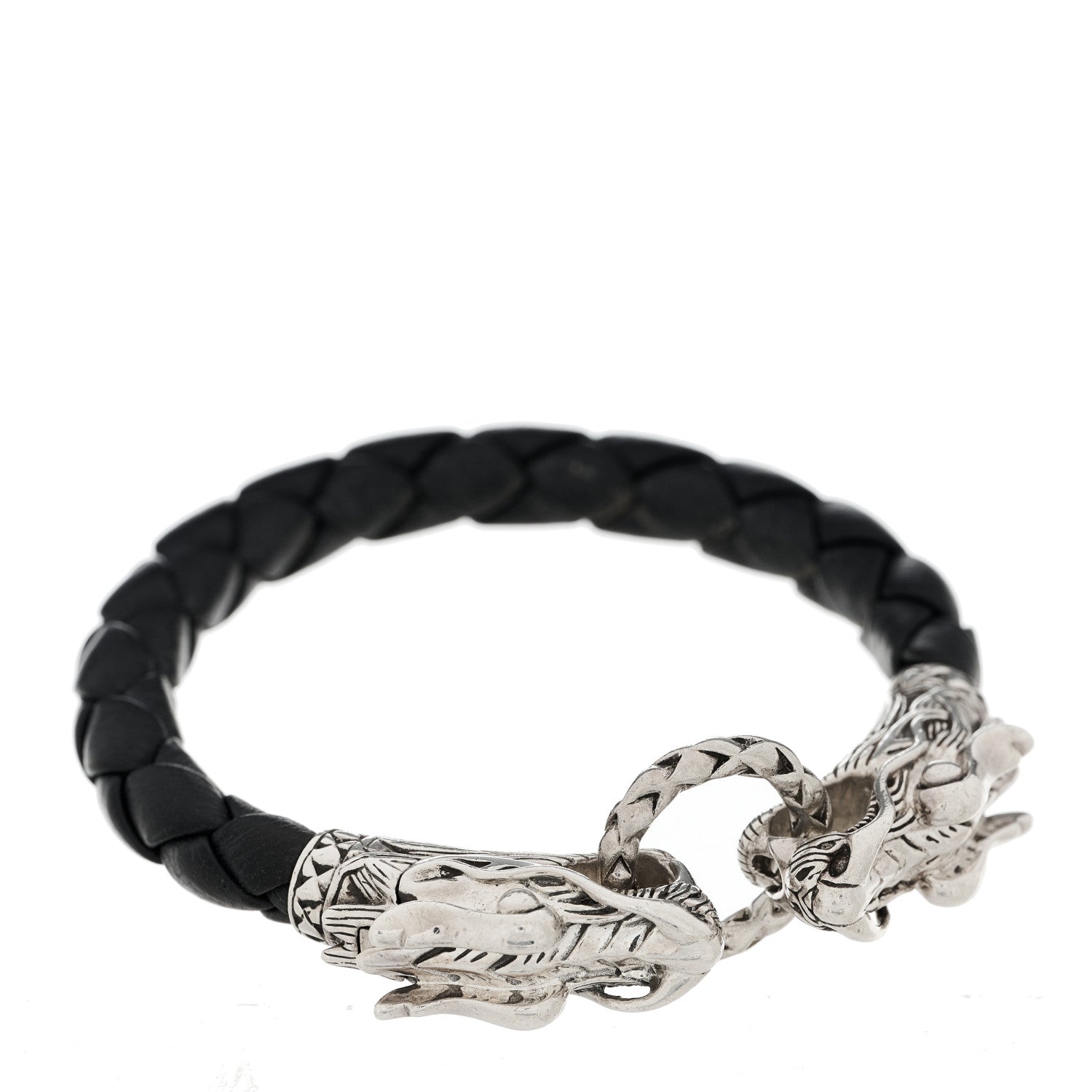 John Hardy Sterling Silver Leather Naga Dragon Legend Bracelet Black 5 of 5