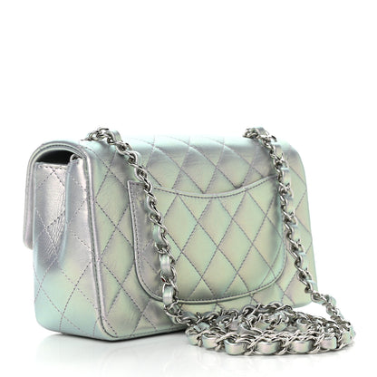 Chanel Iridescent Calfskin Quilted Mini Rectangular Flap Light Purple 3 of 9