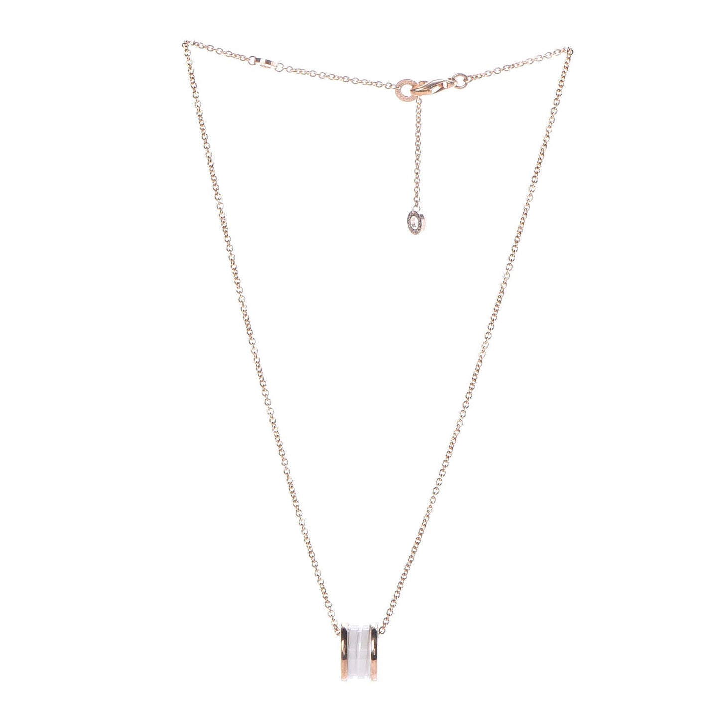 18K Rose Gold White Ceramic B.Zero1 Pendant Necklace
