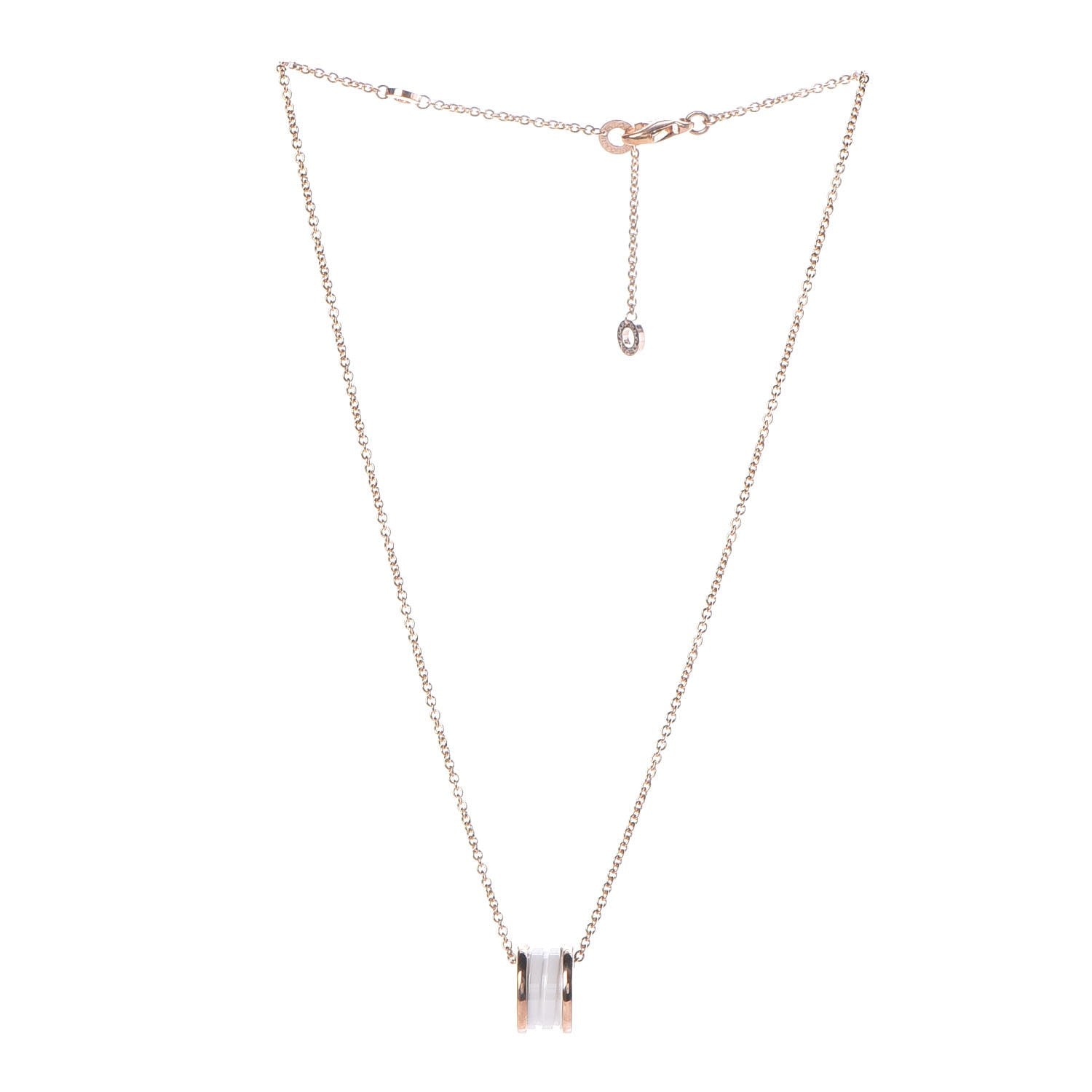 Bulgari 18K Rose Gold White Ceramic B.Zero1 Pendant Necklace 3 of 7