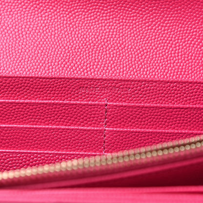 Saint Laurent Grain De Poudre Matelasse Chevron Monogram Flap Wallet Bubblegum 7 of 9