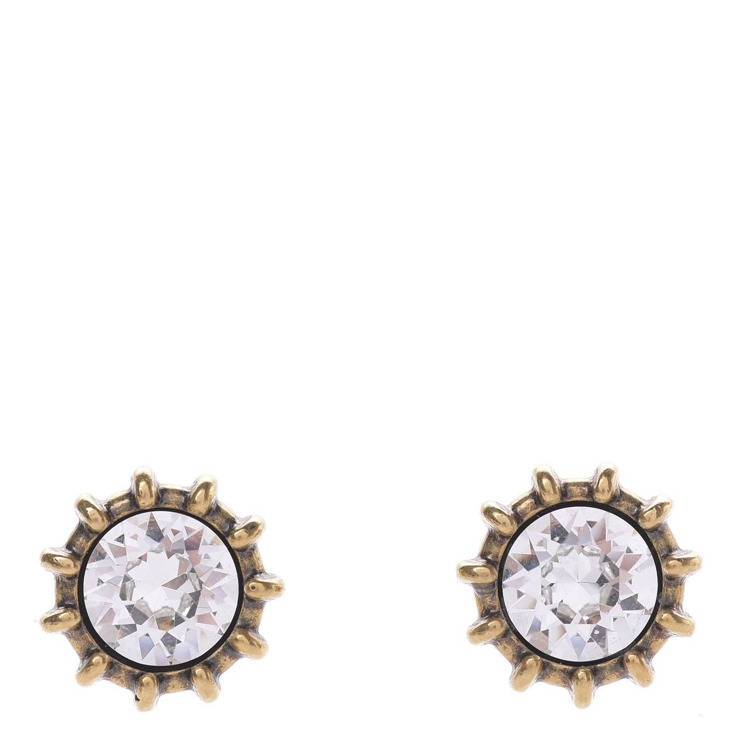 Crystal Stud Earrings Aged Gold