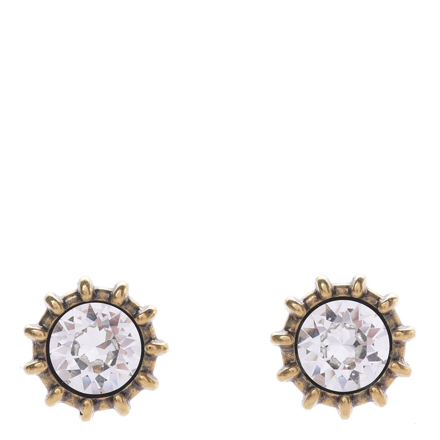 Gucci Crystal Stud Earrings Aged Gold 1 of 6
