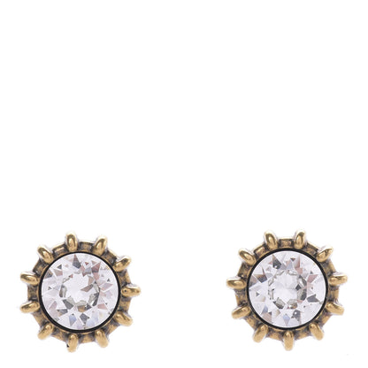 Gucci Crystal Stud Earrings Aged Gold 1 of 6