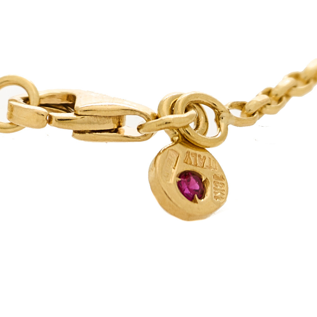 18K Yellow Gold Diamond Enamel Bollicine Pendant Necklace White