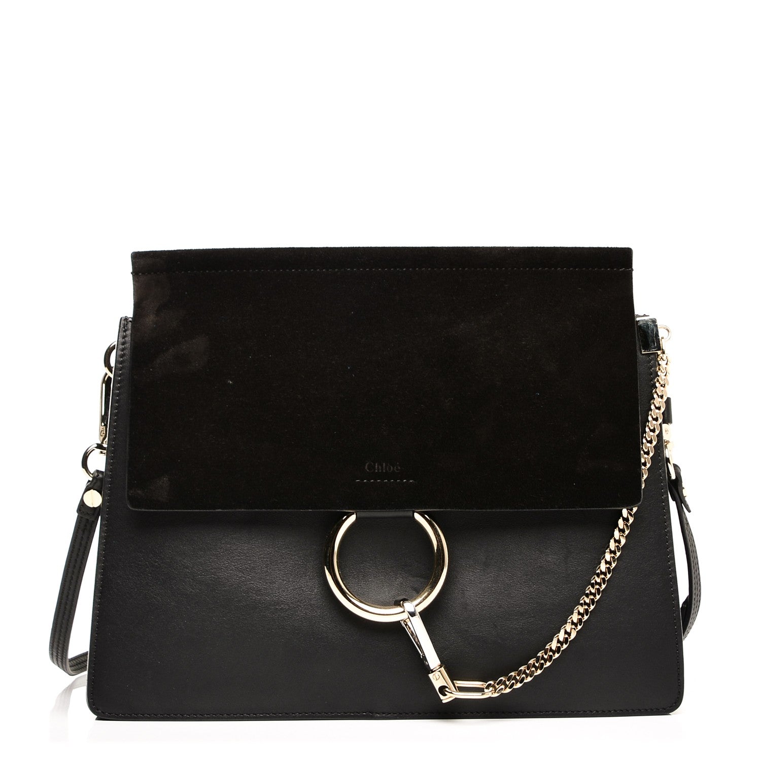 Chloe Suede Calfskin Medium Faye Shoulder Bag Black 1 of 6