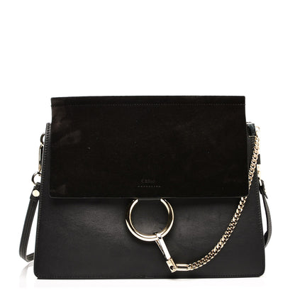 Chloe Suede Calfskin Medium Faye Shoulder Bag Black 1 of 6