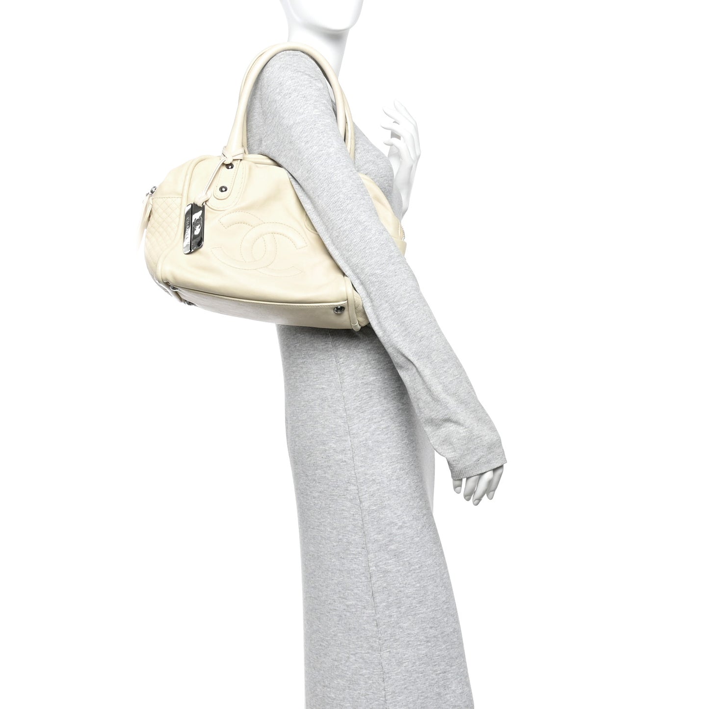 Calfskin Small CC Bowler White