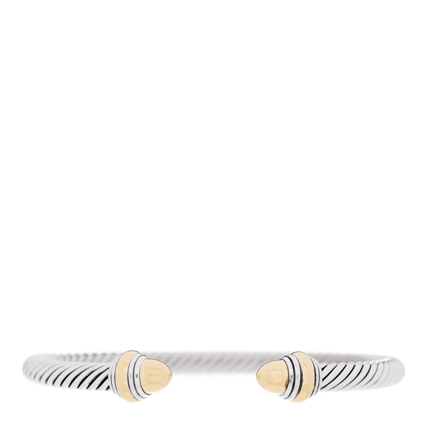 Sterling Silver 14K Yellow Gold 5mm Cable Classics Dome Bracelet