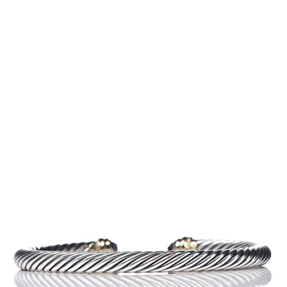 David Yurman Sterling Silver 14K Yellow Gold Amethyst 5mm Cable Classics Petite Color Bracelet 3 of 5