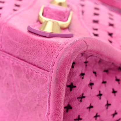 Balenciaga Agneau Laser Cut Cross Classic Gold Hardware Mini City Cyclamen 12 of 14