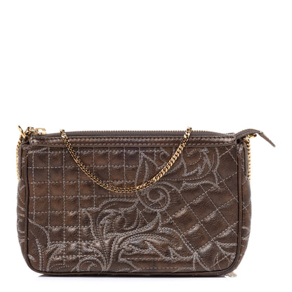 Versace Metallic Nappa Barocco Quilted Vanitas Chain Pochette Bronze 1 of 8