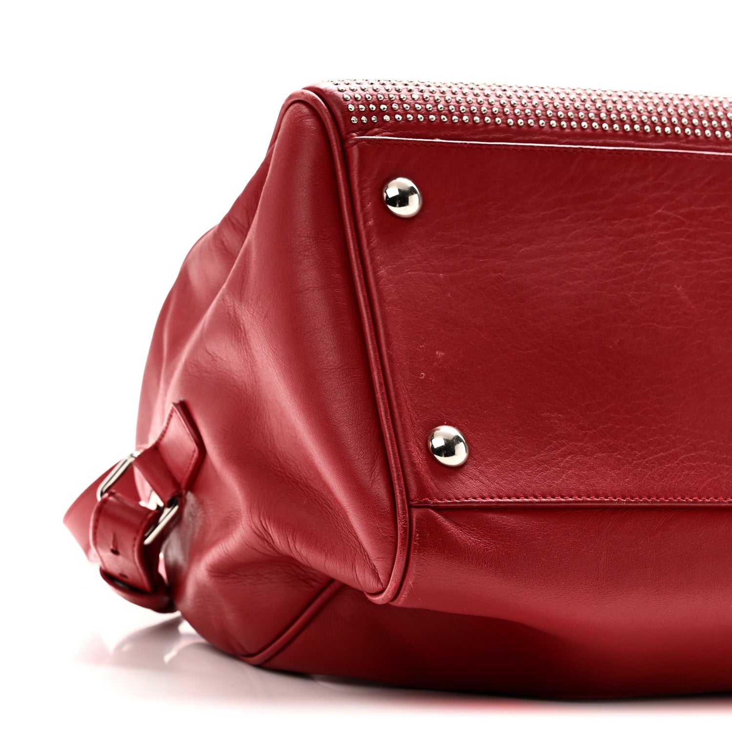 Saint Laurent Calfskin Studded Classic Duffle 6 Red 8 of 10