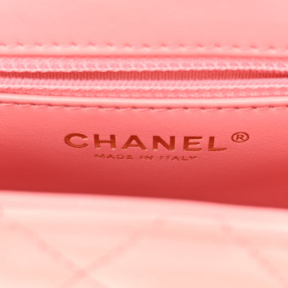 Chanel Shiny Aged Calfskin Quilted Nano Kelly Shopper Coral Pink 6 of 11