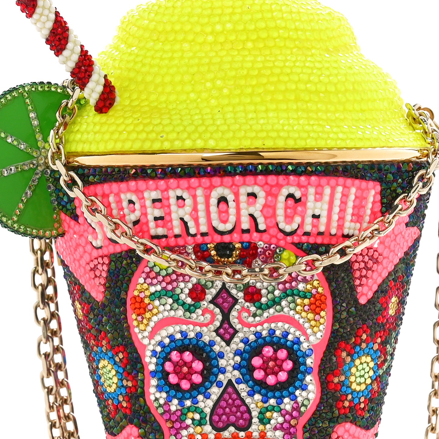 Crystal Frozen Margarita Minaudiere Clutch Multicolor