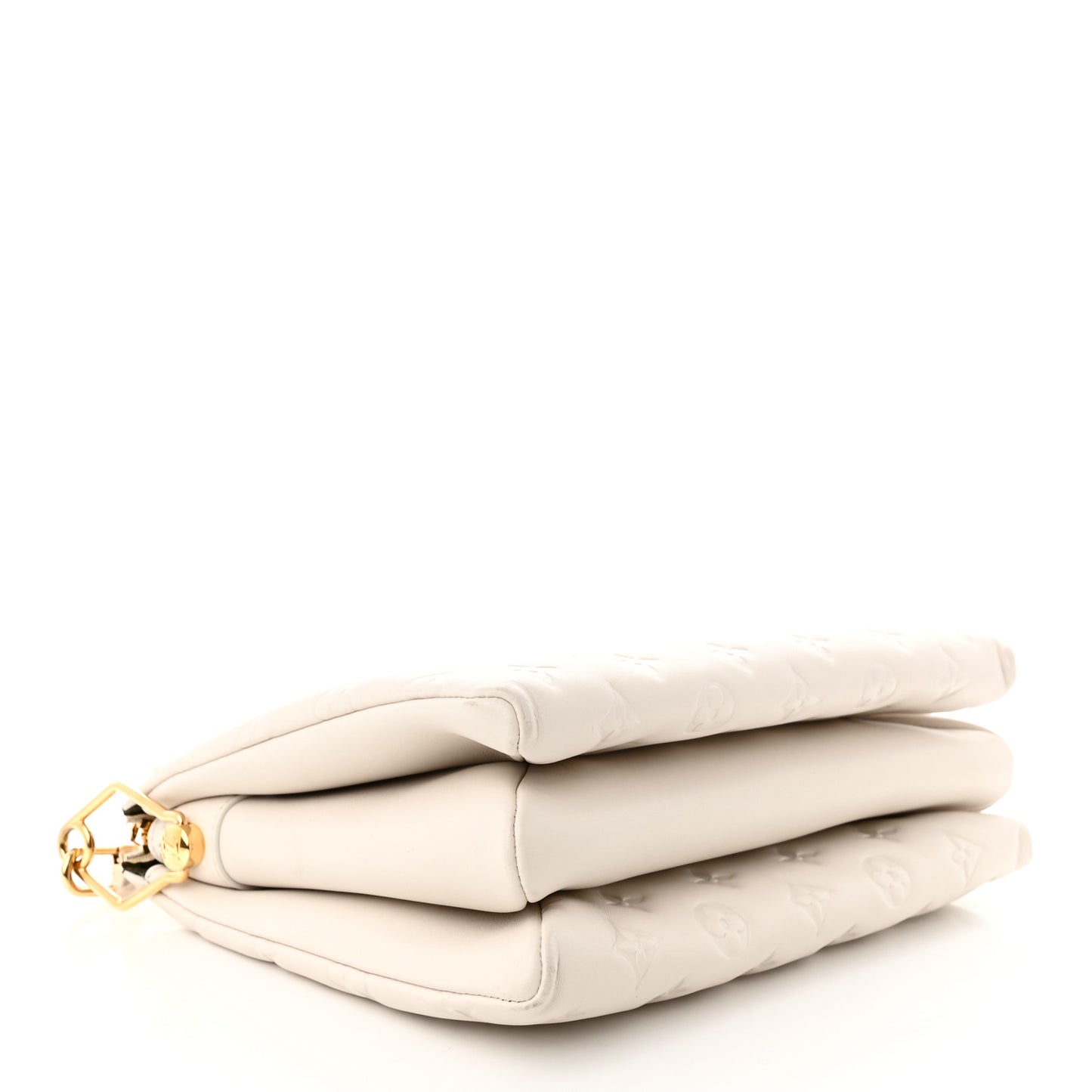 Lambskin Embossed Monogram Coussin PM Beige Cream