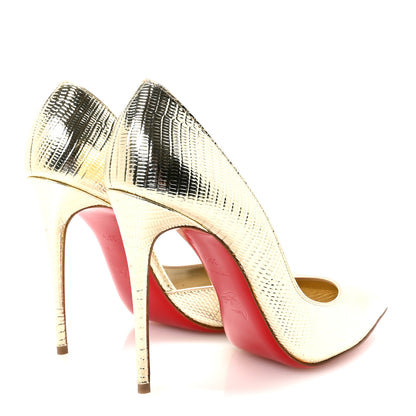 Christian Louboutin Metallic Calfskin Lizzy Iriza 100 Pumps 38.5 Gold 5 of 8
