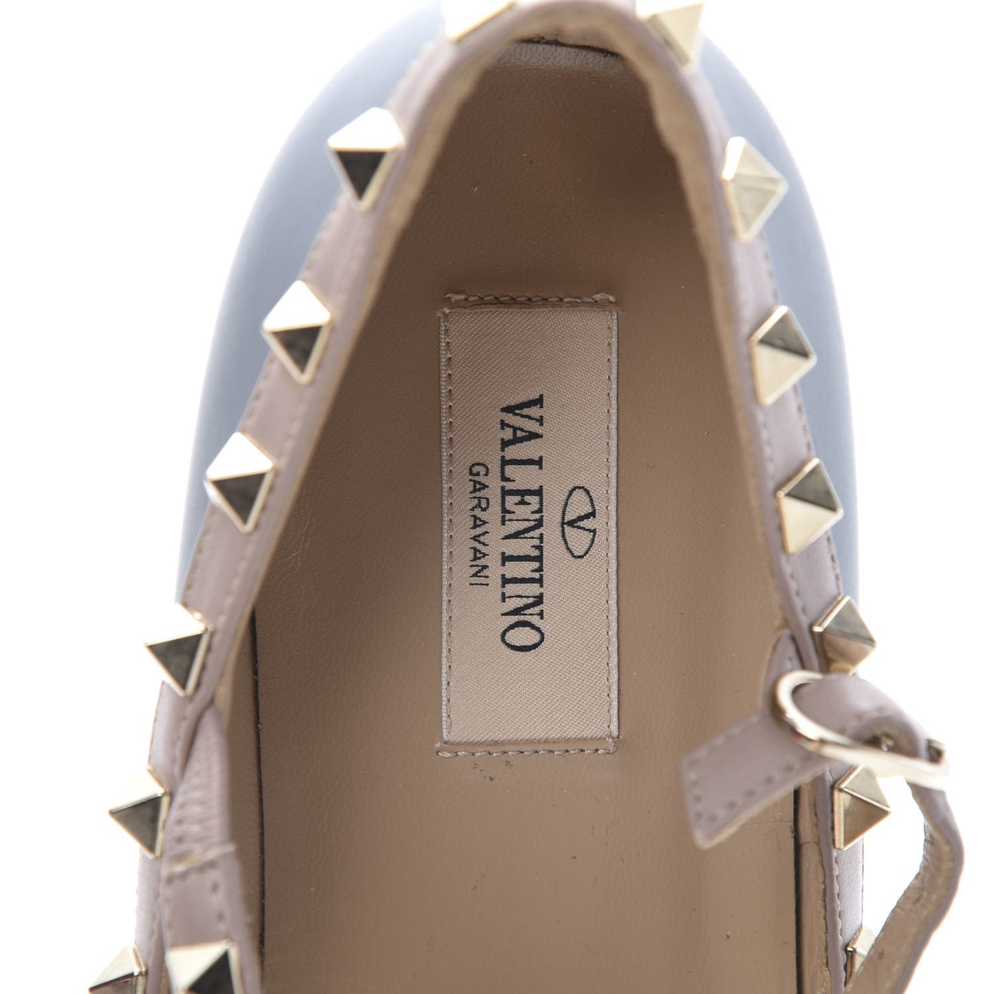 Nappa Rockstud Cage Ballerina Flats 41 Stone Poudre