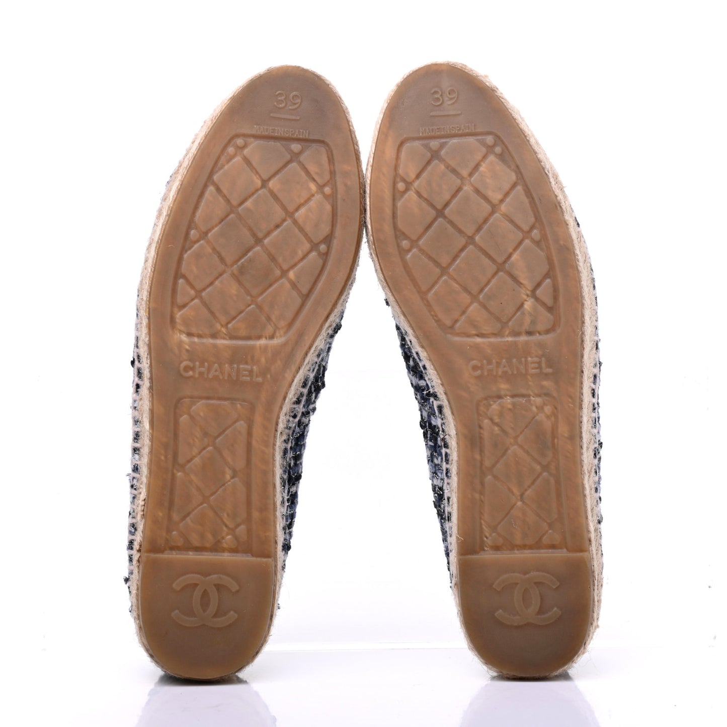Metallic Tweed Lambskin CC Espadrilles 39 Blue Black Silver