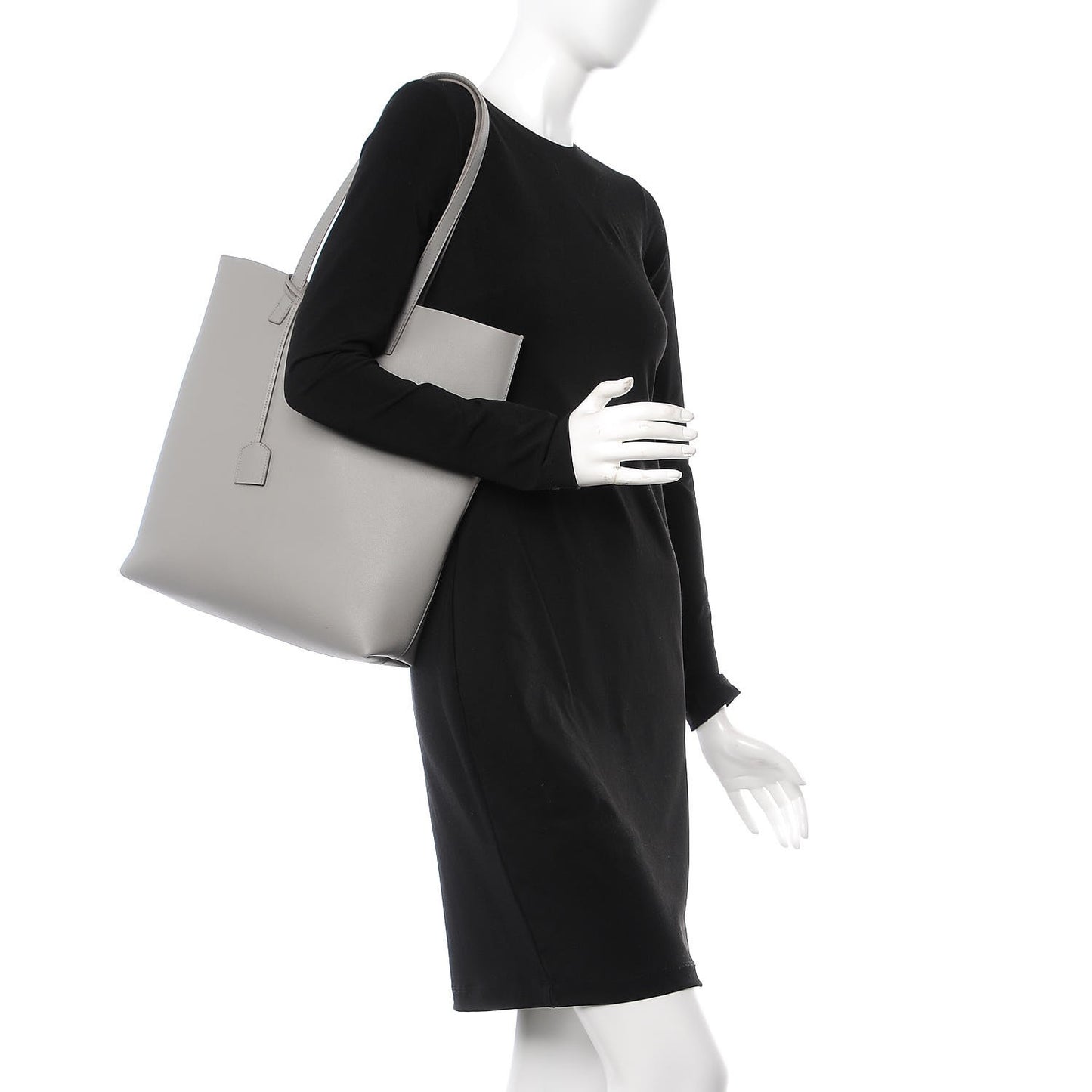 Calfskin Medium Shopping Tote Oyster Grey