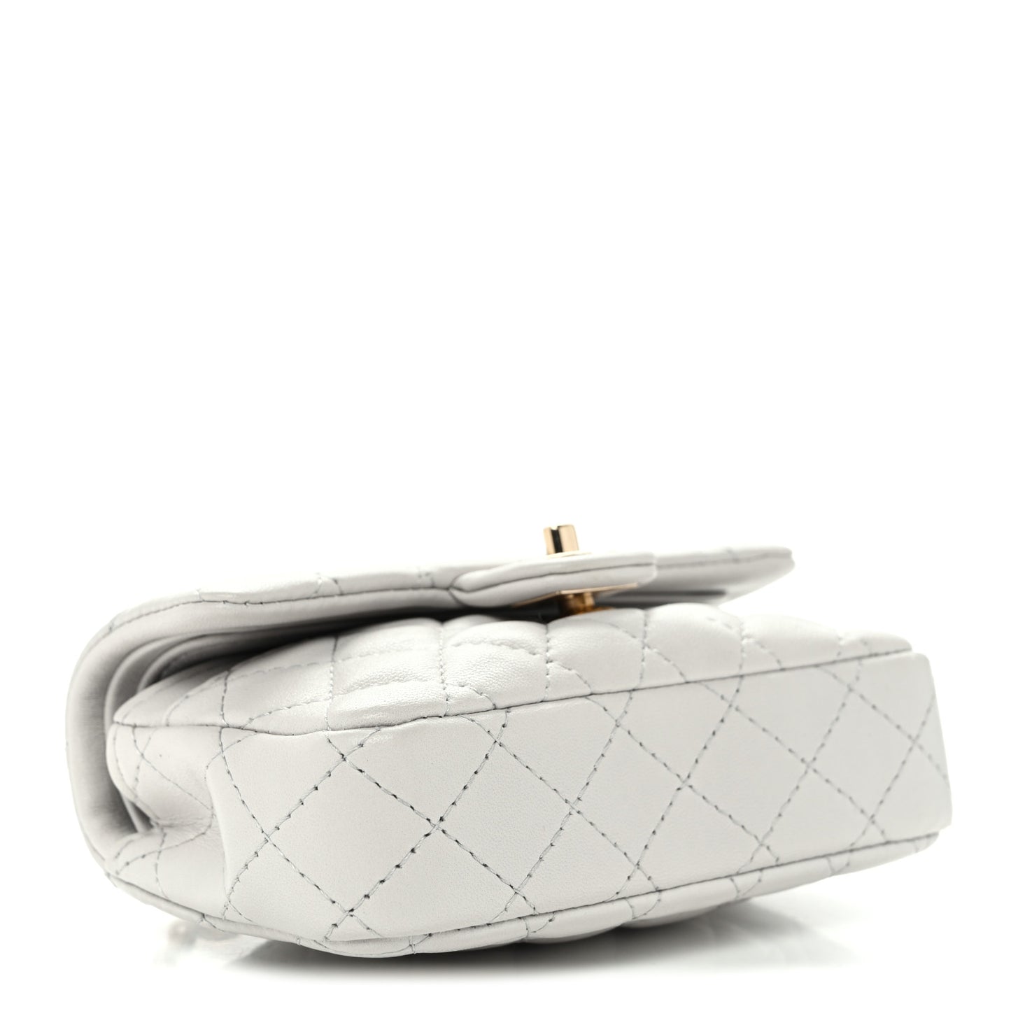 Lambskin Quilted Mini Flap Bag Charm With Hook Grey