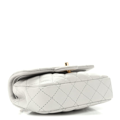 Chanel Lambskin Quilted Mini Flap Bag Charm With Hook Grey 4 of 6