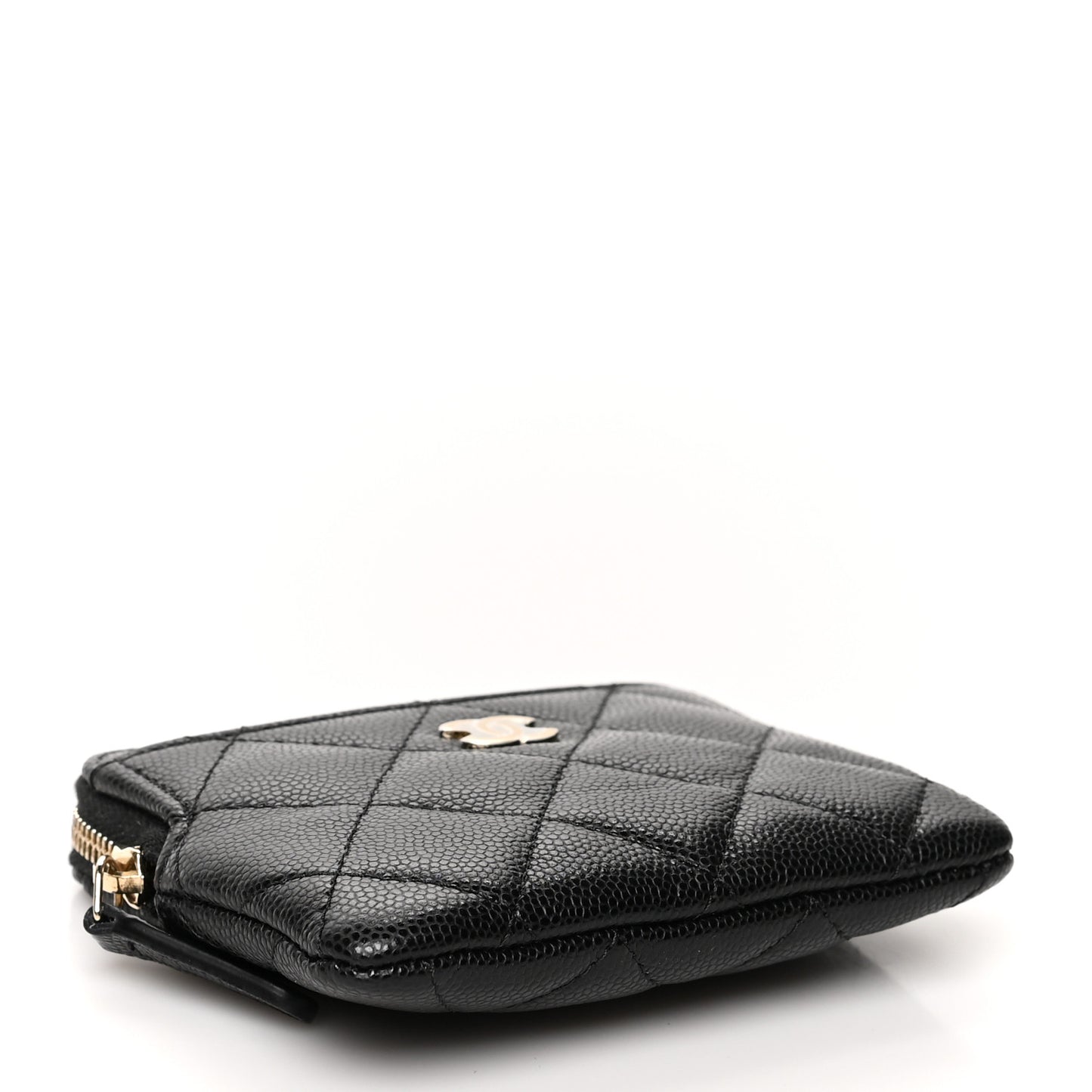 Caviar Quilted Zip Card Holder Wallet Black