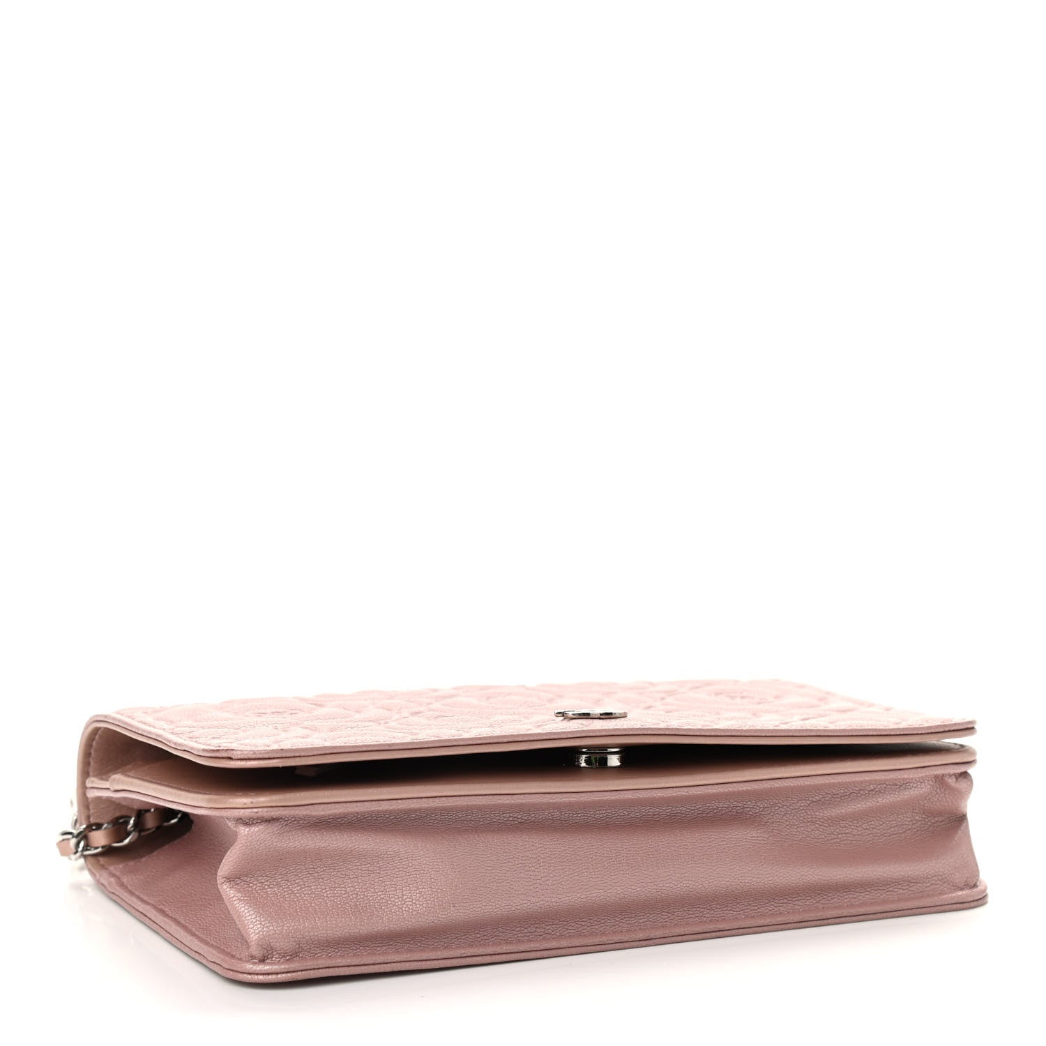 Chanel Goatskin Camellia Embossed Wallet On Chain WOC Light Pink 3 of 9