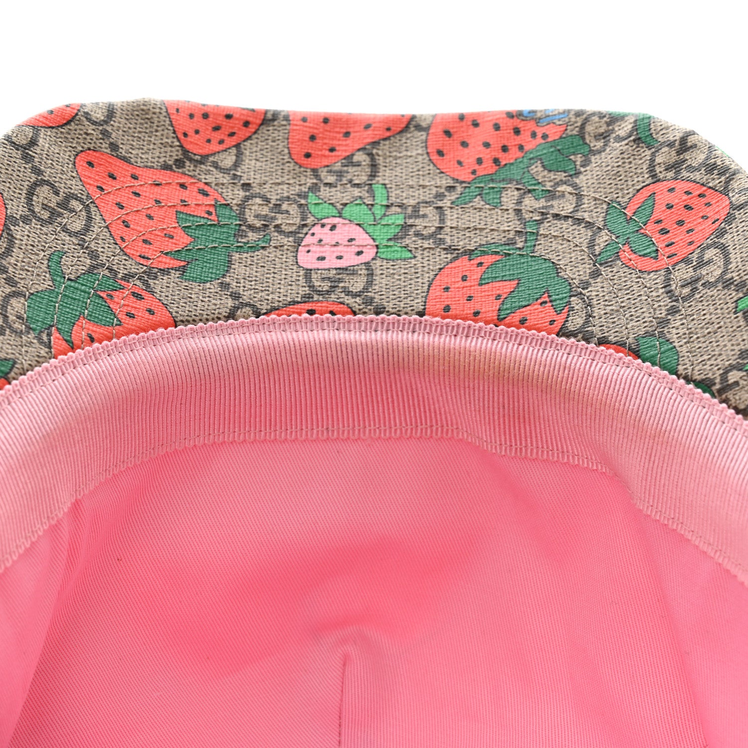 Gucci GG Supreme Monogram Strawberry Baseball Hat M Beige 15 of 20