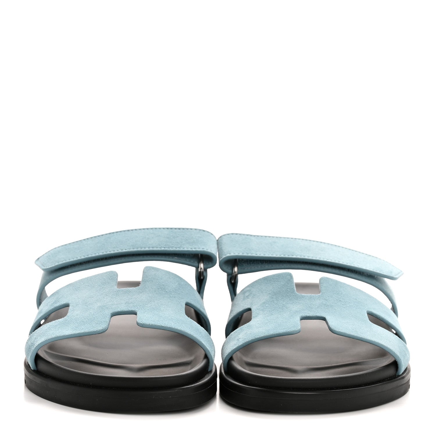 Hermes Suede Goatskin Womens Chypre Sandals 38 Bleu Mineral 3 of 9