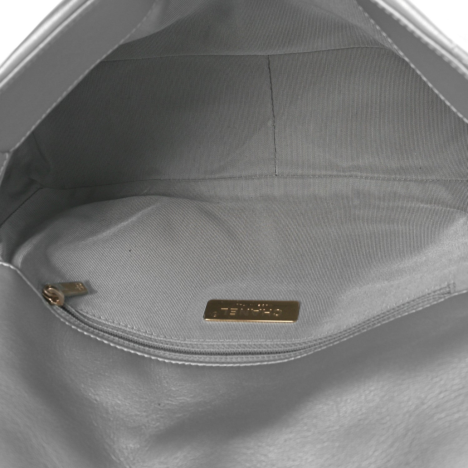 Chanel Metallic Goatskin Quilted Large Chanel 19 Flap Silver 5 of 10