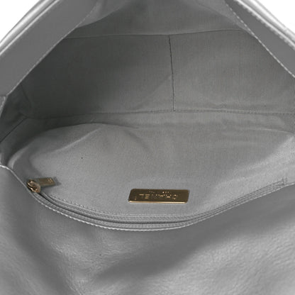 Chanel Metallic Goatskin Quilted Large Chanel 19 Flap Silver 5 of 10