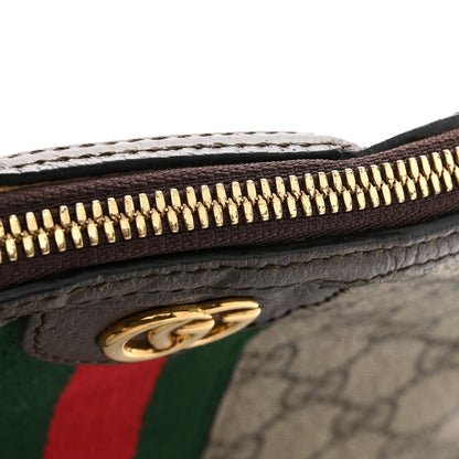 Gucci GG Supreme Monogram Textured Dollar Calfskin Web Small Ophidia Dome Shoulder Bag Beige Ebony New Acero 11 of 15