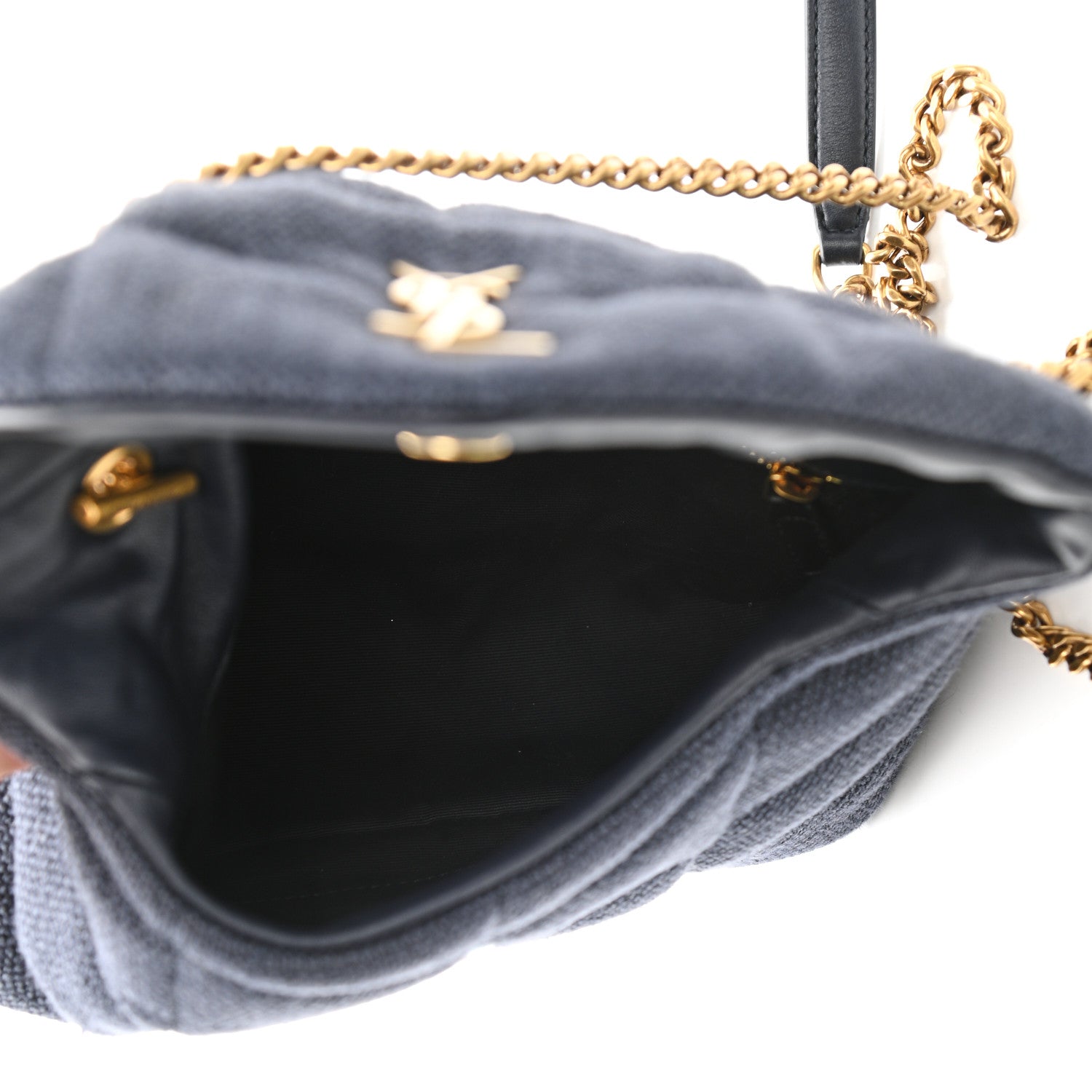 Saint Laurent Canvas Quilted Toy Loulou Puffer Monogram Chain Satchel Deep Marine 5 of 10