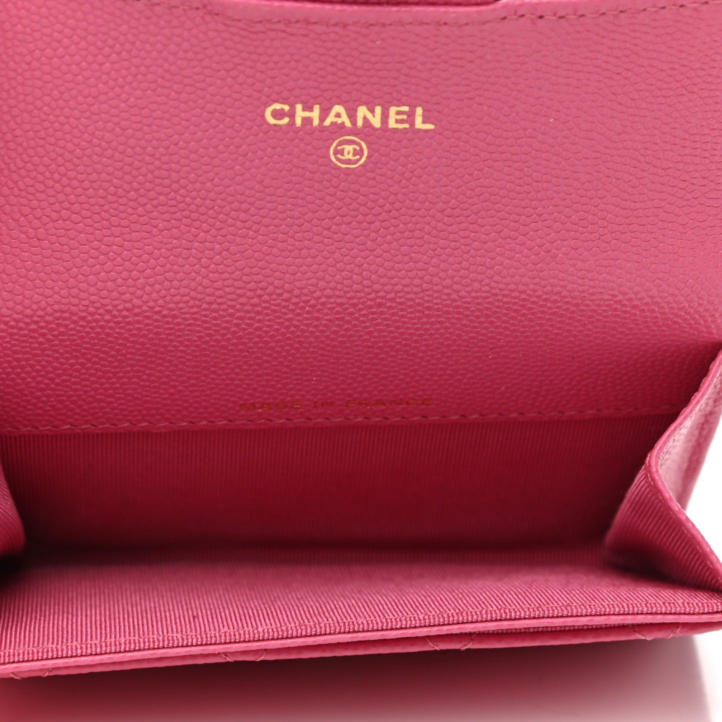 Caviar Quilted Flap Card Holder Wallet Pink