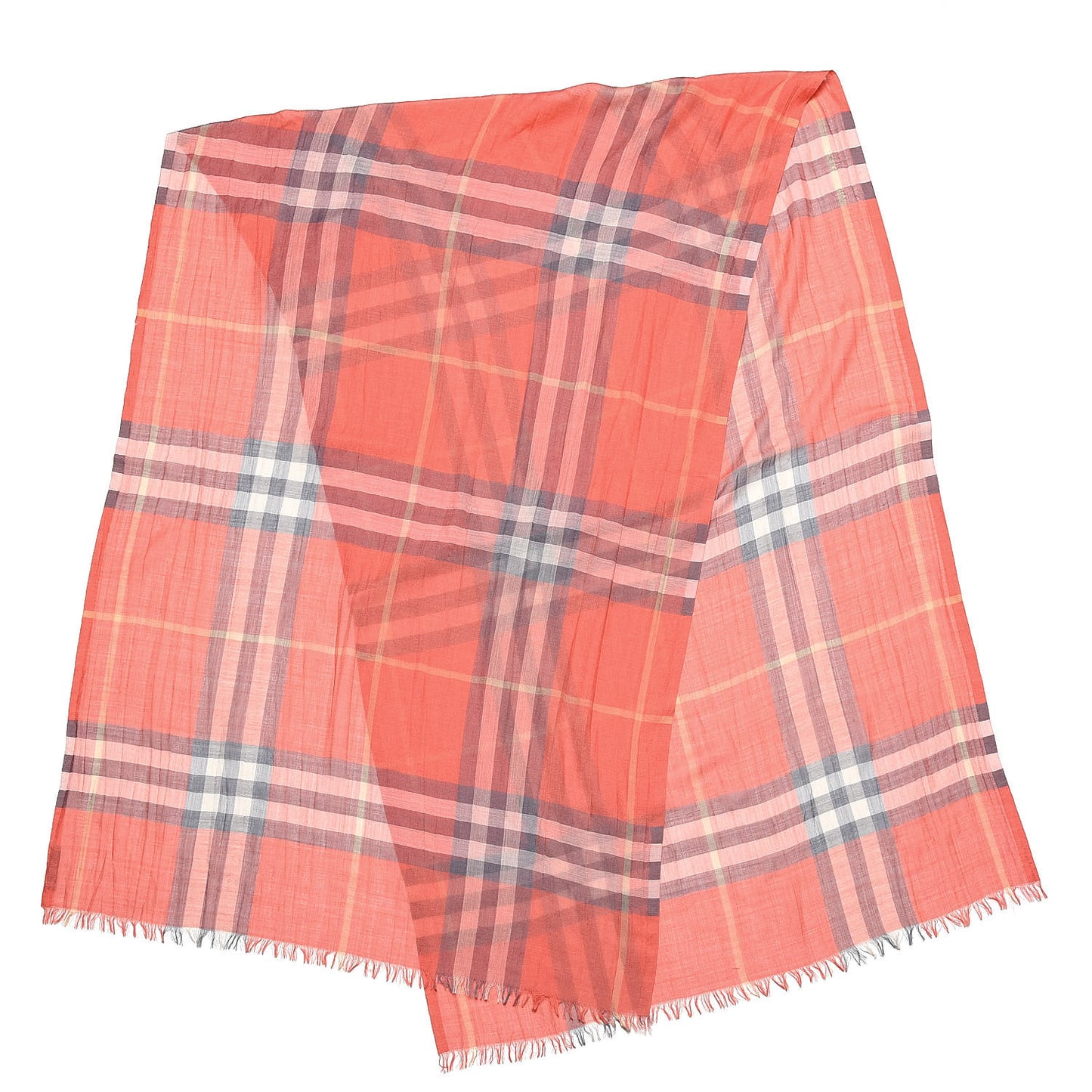 Linen Giant Check Scarf Coral