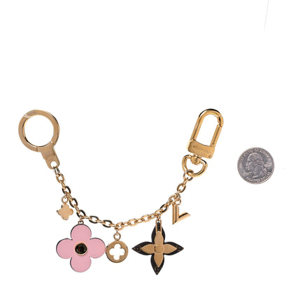 Louis Vuitton Brass Monogram Blooming Flowers Bag Charm Key Holder Rose Ballerine 2 of 6